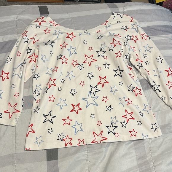 Talbots Red White and Blue Stars 3/4 Sleeve Tee. Size Medium - Picture 4 of 4